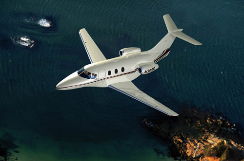The aircraft features a composite fuselage for superior strength and less weight and swept metal wings for greater speed.